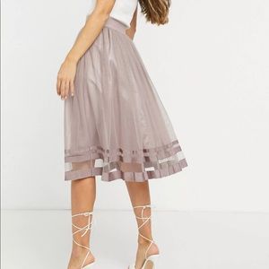 ASOS Little Mistress tulle midi skirt in gray